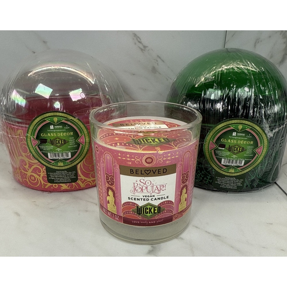 WICKED✨Glinda Pink✨Elphaba Green✨Glass Dome Containers Decor✨So Popular Candle
